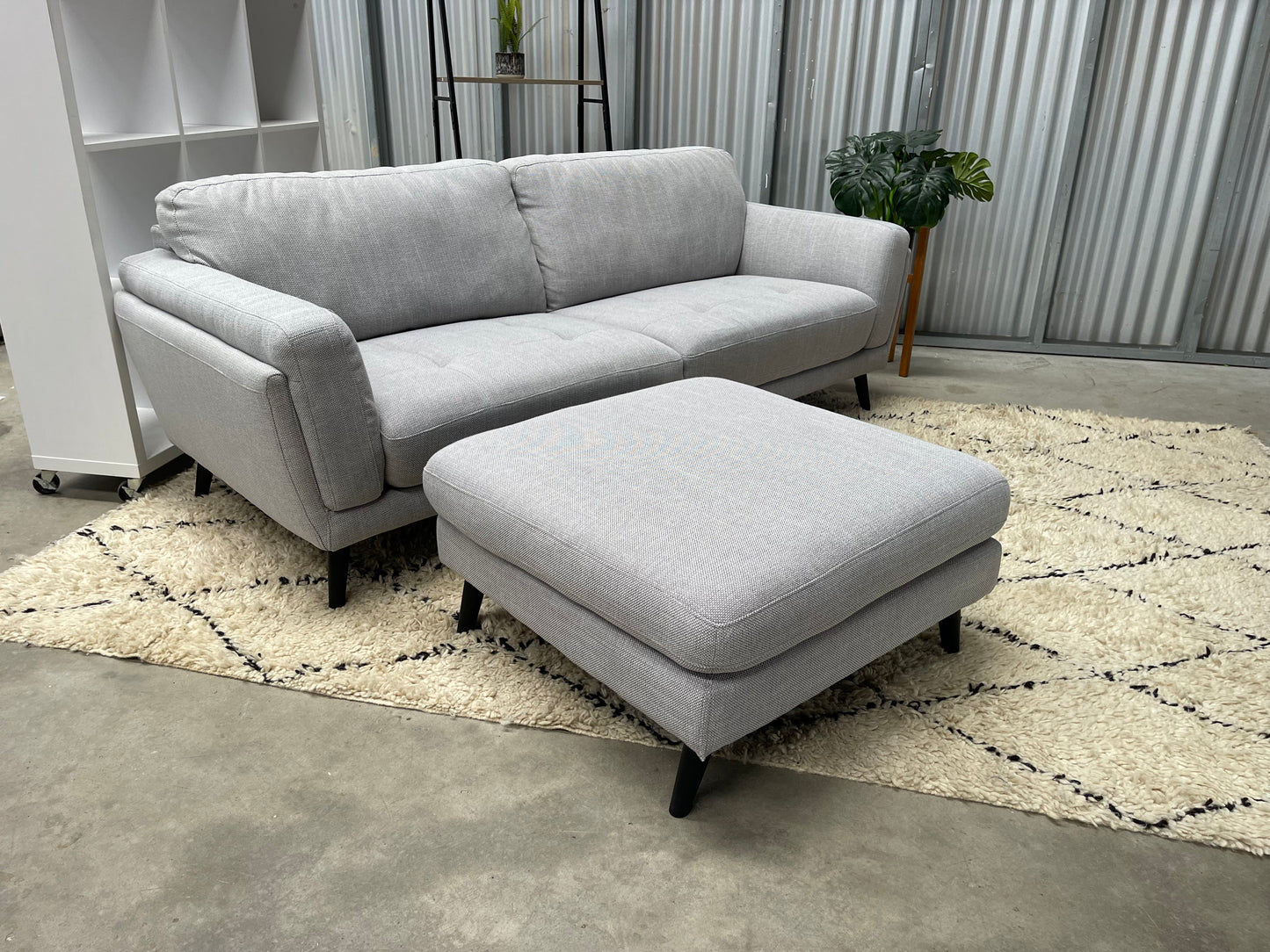 Excellent Condition - Stone Gray Colour - FARMERS HENDRIX BRANDED - 3 Seater + Ottoman