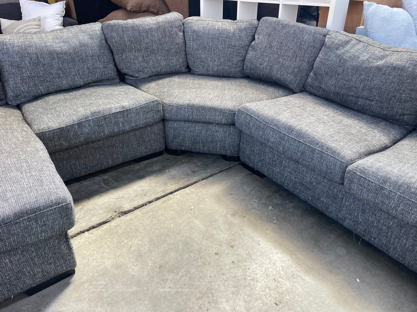 6 seater corner with chaise + ottoman