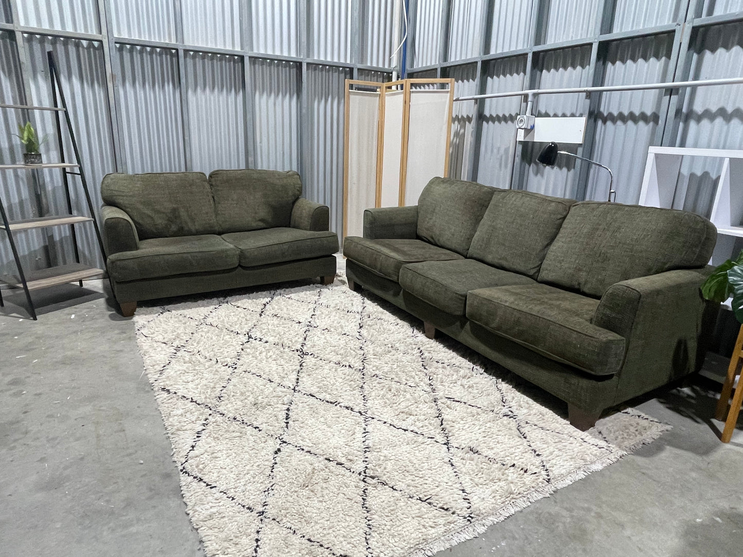 Excellent Condition - Woodland Moss Green - 2 + 3 Seater Lounge Suite