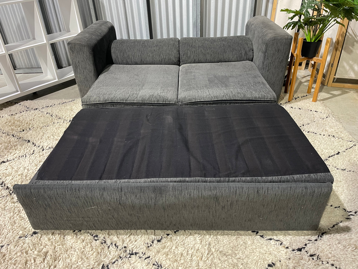 Excellent Condition - Stone Gray - New Zealand Made - 2.5 Seater Sofa Rollout Bed