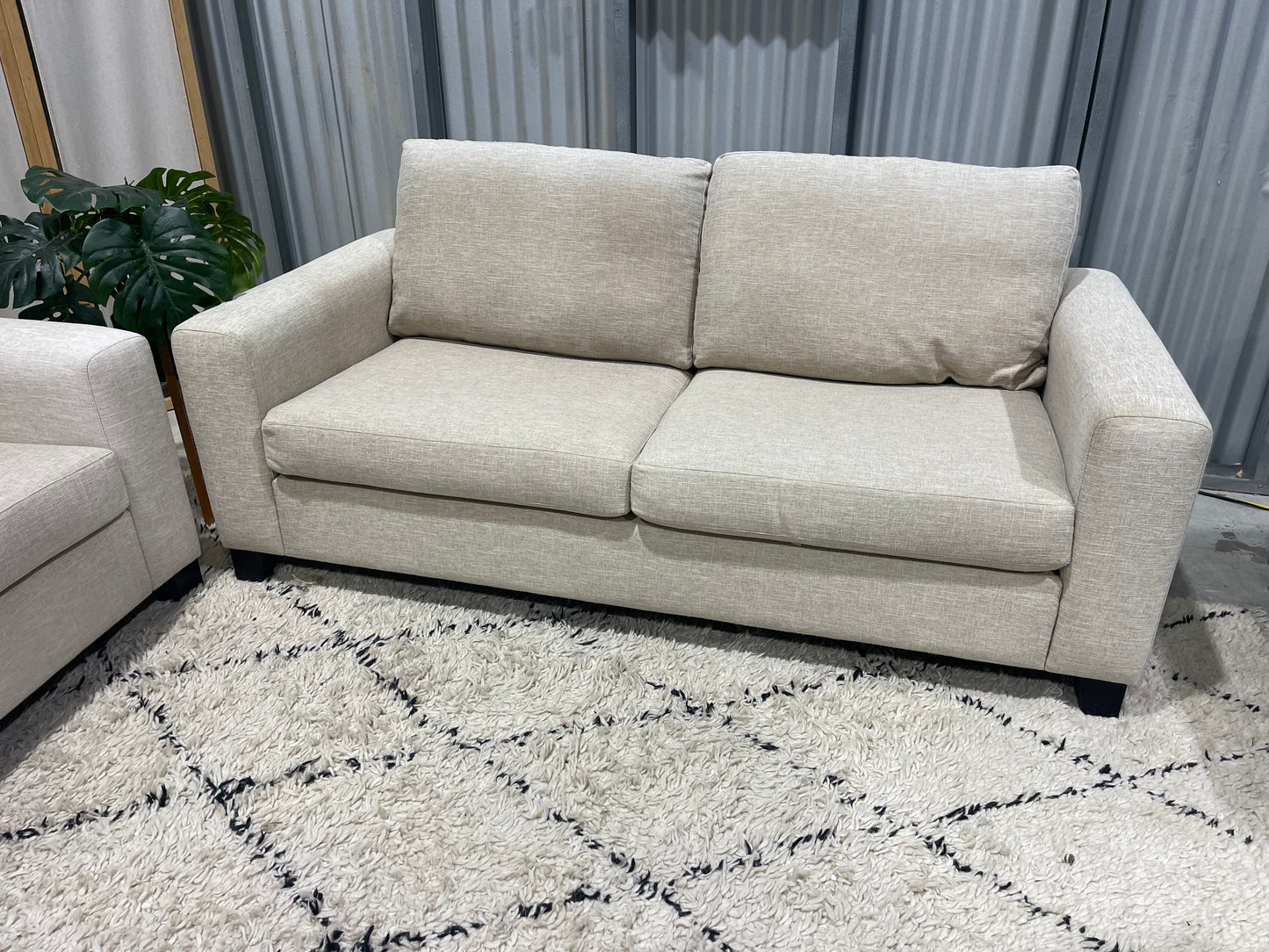 Excellent Condition - Natural Cream Colour - New Zealand Made - 2 + 1 + 1 Seater Lounge Suite