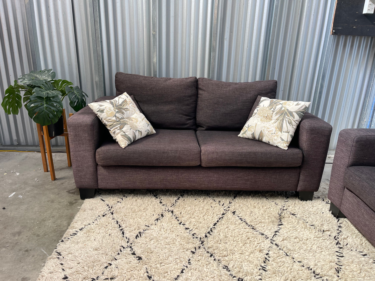 Excellent Condition - NZ Made Charcoal Colour - 2.5 + 2.5 Seater Lounge Suite