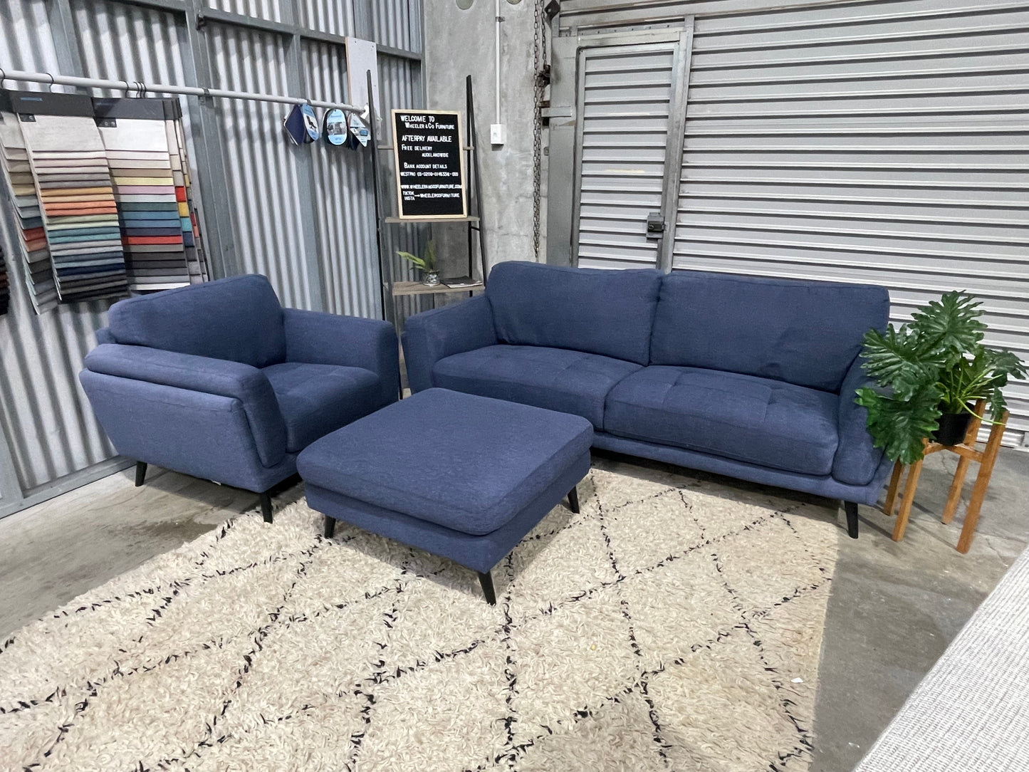 FARMERS 3 SEATER + SINGLE CHAIR + OTTOMAN