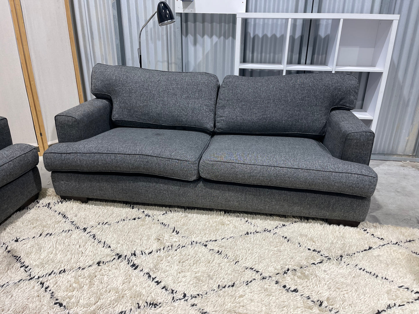 Excellent Condition - FARMERS LUCA BRANDED - Charcoal Black Colour - 2.5 + 3 Seater Lounge Suite