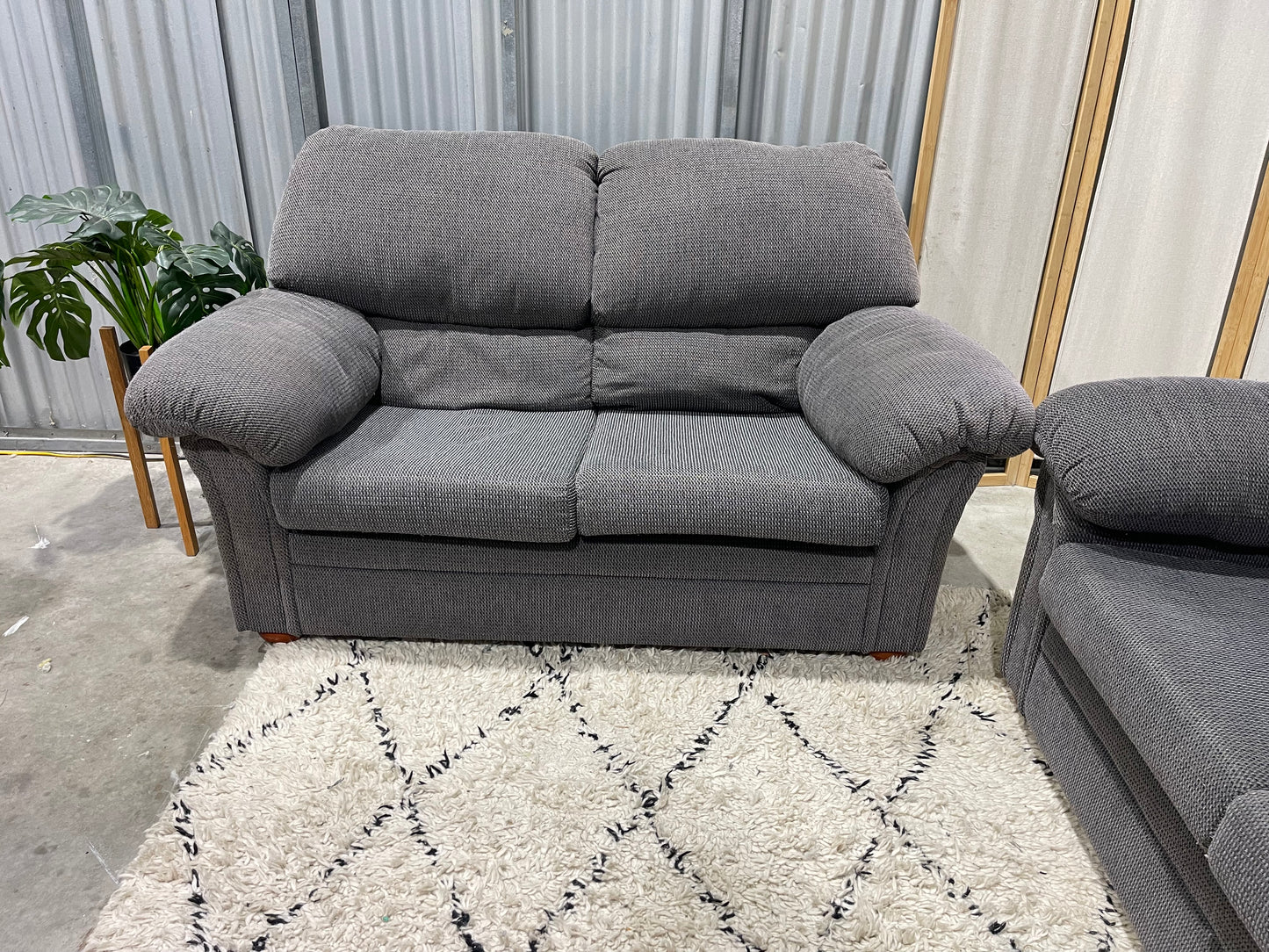 Excellent Condition - Stone Gray Colour - HARVEY NORMAN BRANDED - 2 + 3 Seater Lounge Suite