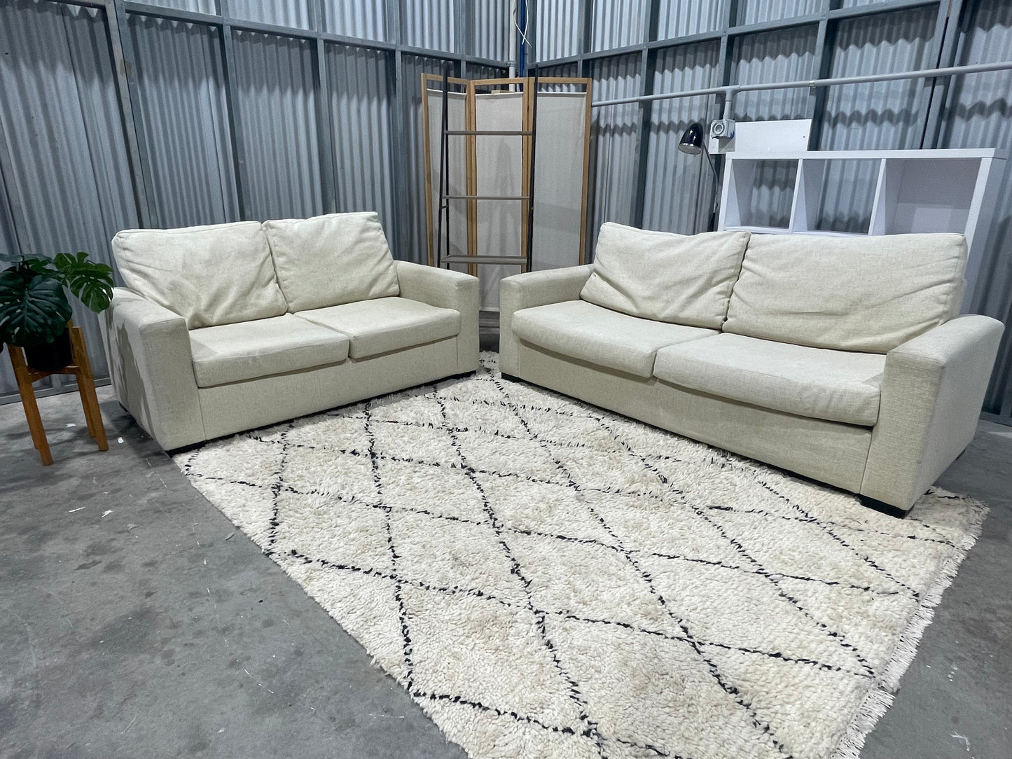 Excellent Condition - Farmhouse Cream Colour - FREEDOM BRANDED - 2 + 3 Seater Lounge Suite