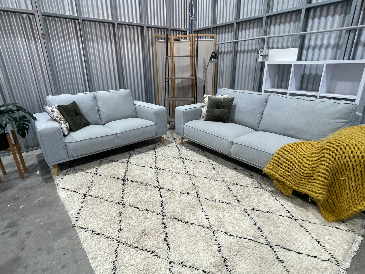 Excellent Condition - FARMERS LUCA BRANDED - Cool Gray Colour - 2.5 + 3 Seater Lounge Suite