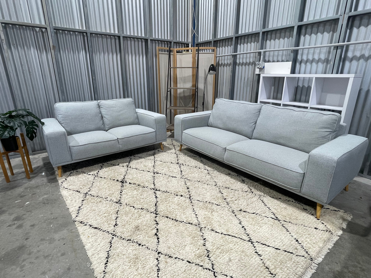 Excellent Condition - FARMERS LUCA BRANDED - Cool Gray Colour - 2.5 + 3 Seater Lounge Suite