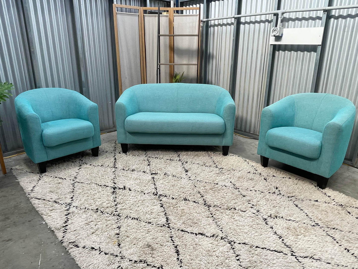 Excellent Condition - Ocean Blue and Green Colour - 2 + 1 + 1 Seater Lounge Suite