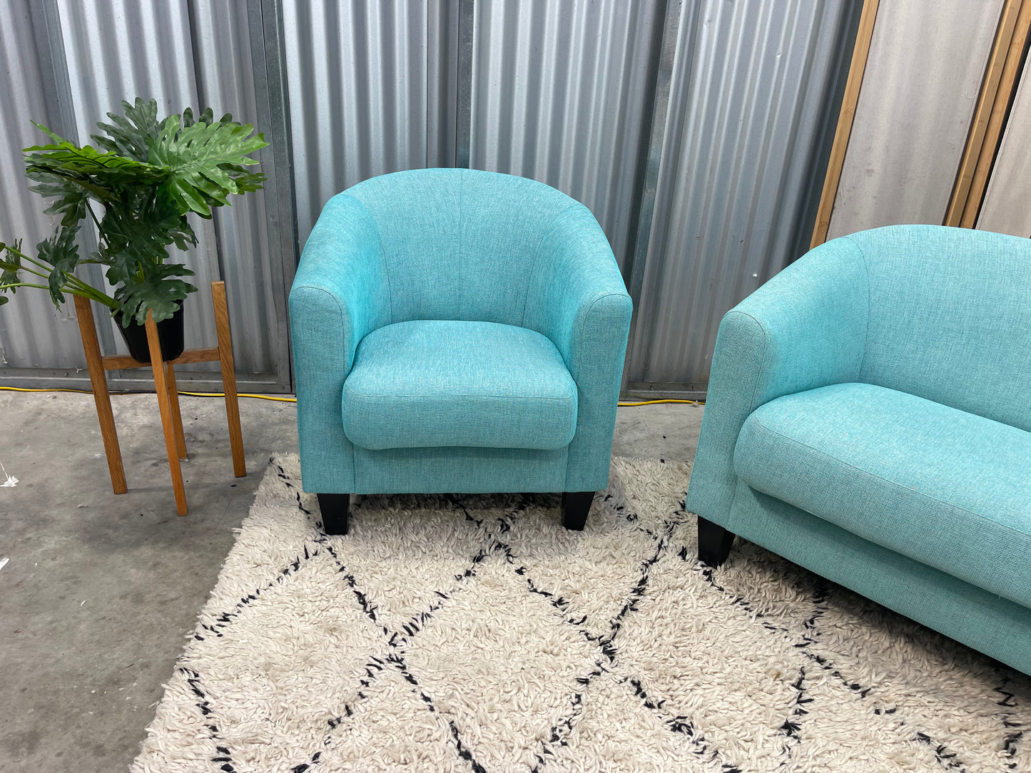 Excellent Condition - Ocean Blue and Green Colour - 2 + 1 + 1 Seater Lounge Suite