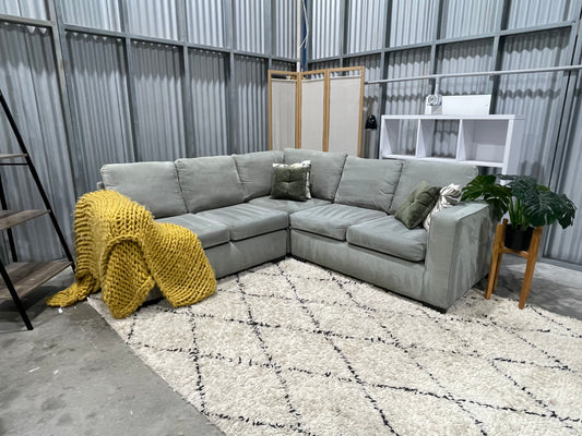 Excellent Condition - UK Imported SofaFactory Branded - Stone Gray Slate Coloured - 2 + 2 + 1 Seater Corner Lounge Suite