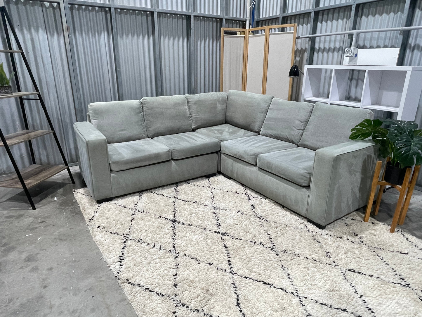 Excellent Condition - UK Imported SofaFactory Branded - Stone Gray Slate Coloured - 2 + 2 + 1 Seater Corner Lounge Suite