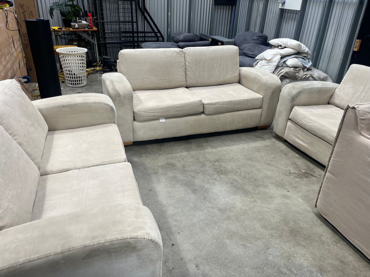 2.5 +2+1 suede lounge suite + footstool