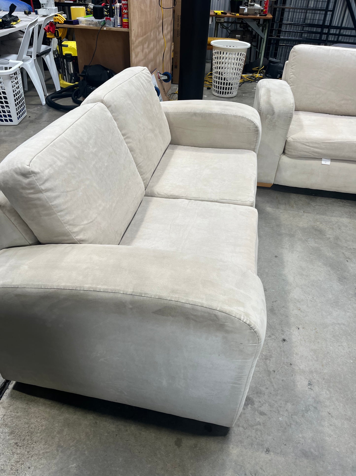 2.5 +2+1 suede lounge suite + footstool