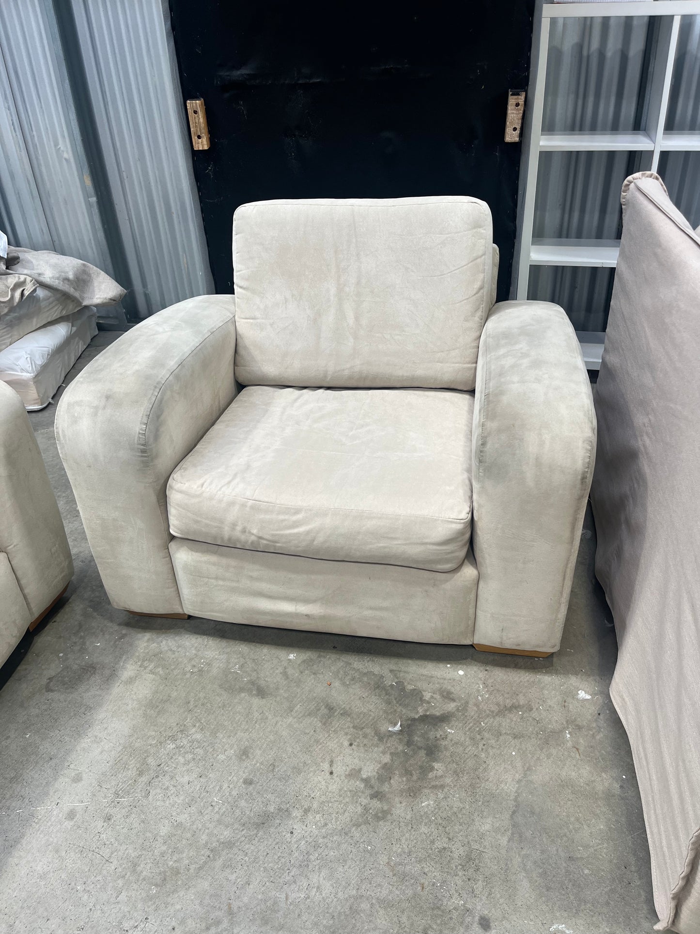 2.5 +2+1 suede lounge suite + footstool