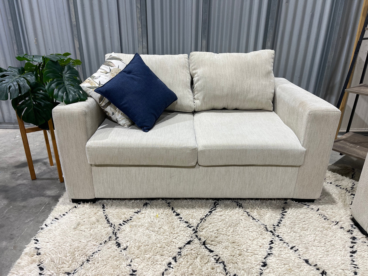 Great Condition - Farmhouse Cream Colour - HARVEY NORMAN WARWICK FABRIC - 2 + 3 Seater Lounge Suite