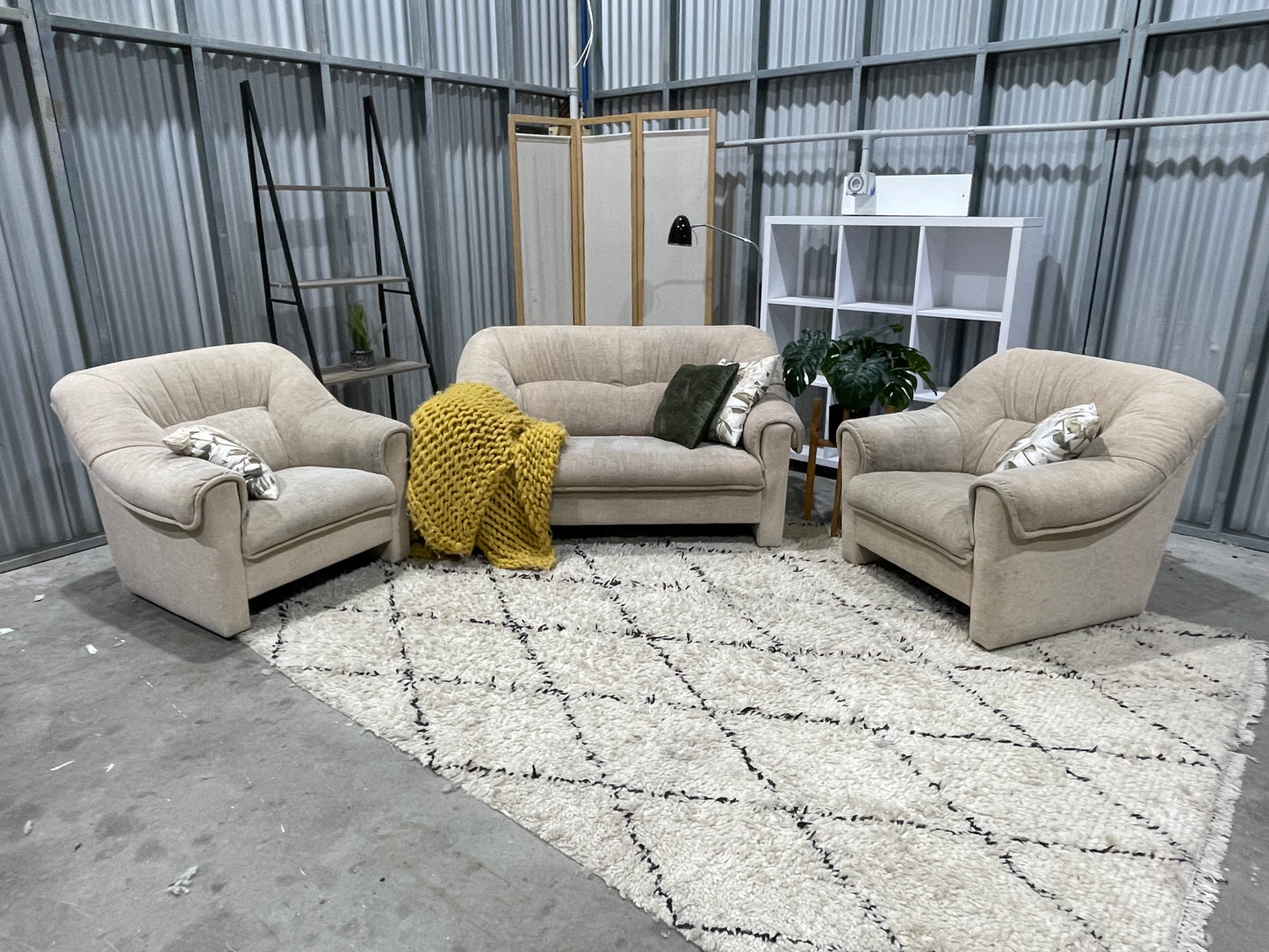 Great Condition - Sandstone Beige Colour - DANSKE MOBLER BRANDED - 2 + 1 + 1 Seater Lounge Suite