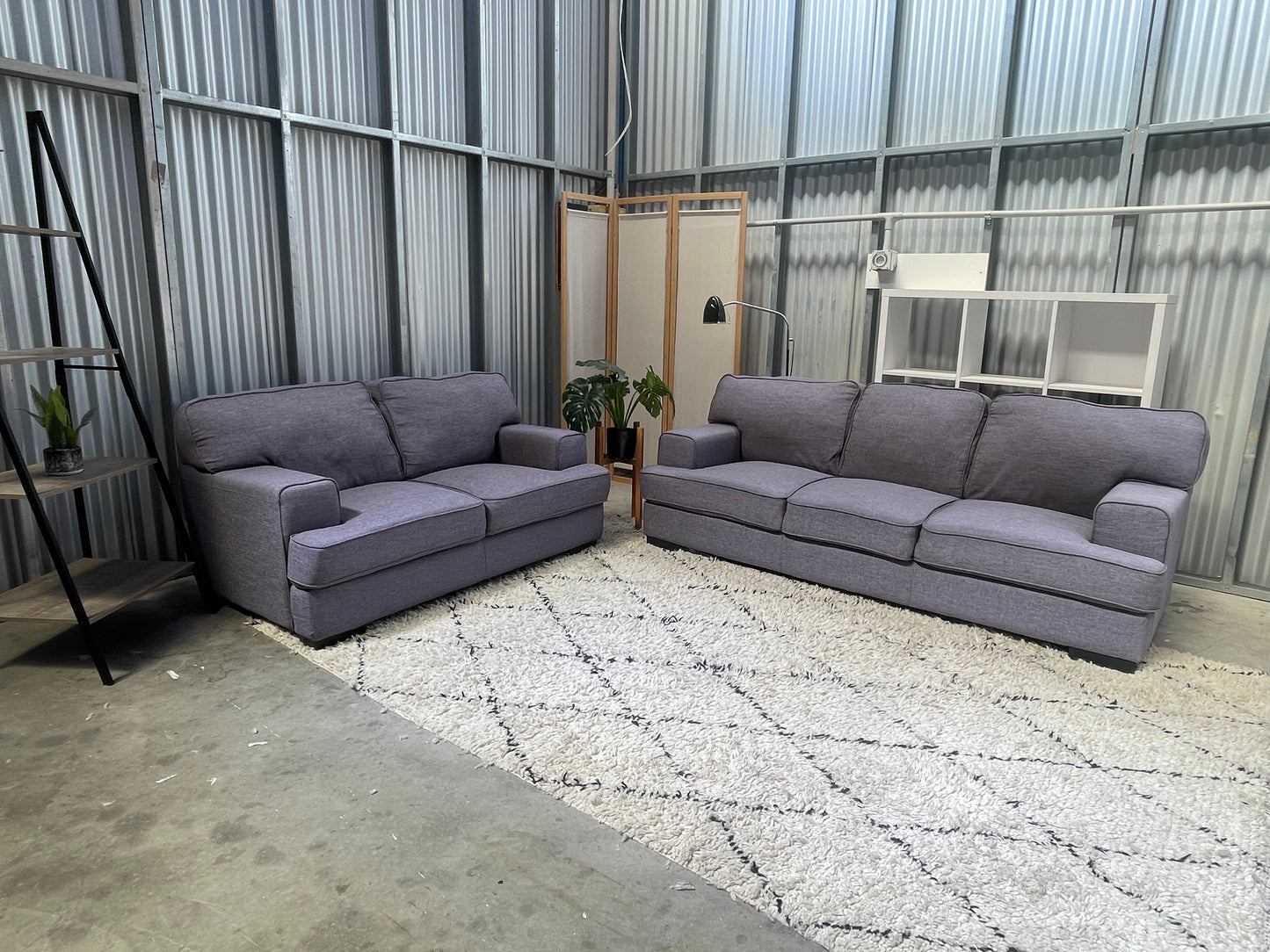 Great Condition - Stone Gray Colour - 3 + 2 Seater Lounge Suite