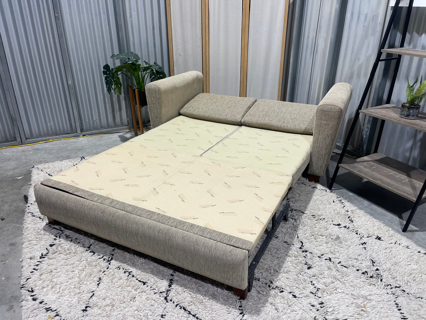 Excellent Condition 
- MOBILIER BRANDED - Sandstone Colour - 2 Seater Sofabed