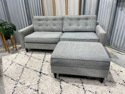 Excellent Condition 
- WARWICK FABRIC - NZ Made - Stone Gray Colour - 3 Seater + Storage Ottoman Set