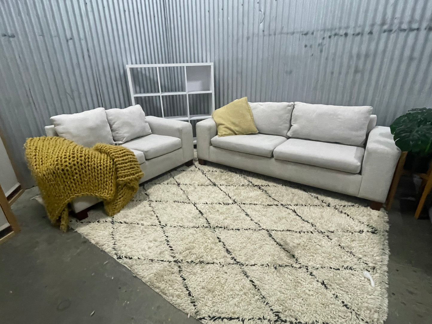 Excellent Condition - CHADA UPHOLSTERY BRANDED - Cream Colour - 2 + 3 Seater Lounge Suite